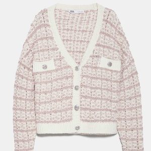 Zara jewel button Chanel cardigan jacket